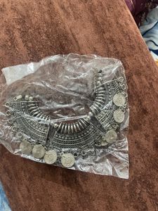 Pretty Oxidised Coin  Necklace
