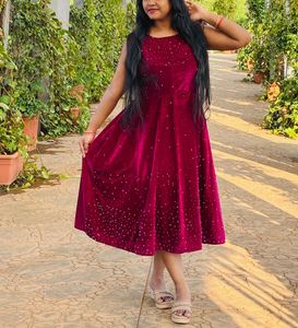 vine Embellished Velvet Dress