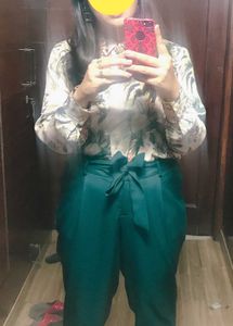 H&M Premium Beautiful Forest Print Satin Shirt