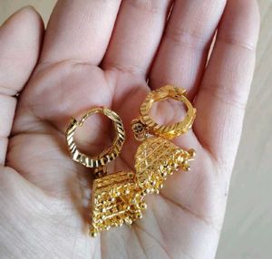 Gold Jhumka Earrings