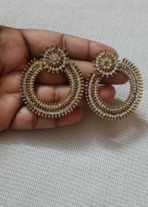 White Stone Ear Rings