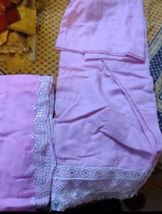 🩷Pink Embroidered Kurti Pant And Dupatta🩷