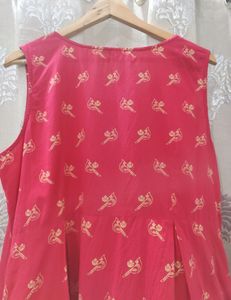 Anouk Cotton Red Printed A-Line Sleeveless Dress