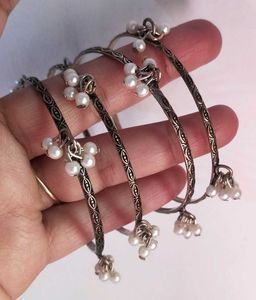 Silver Bangles with Pearls