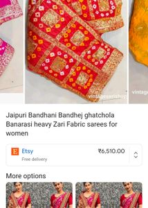 heavy work bandhej saree with zari weaving
