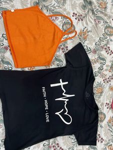 Its Crop Top N T Shirt Combo In Size S