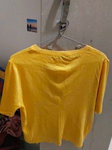 Yellow Cropped Knit Top