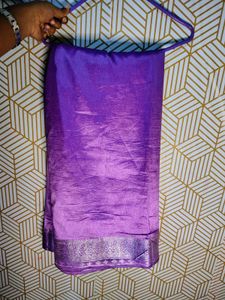 Purple Saree with Silver Border