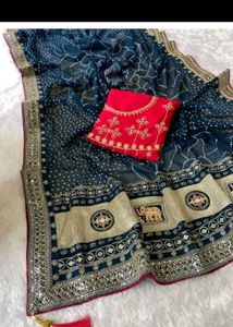 Elegant Bandhani Saree with Embellished Border
