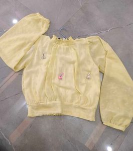 Yellow 💛 bishop Full sleeve Crop Top
