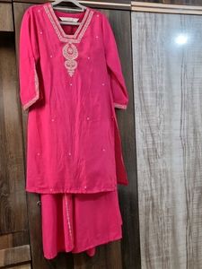 Rani Color Kurta and Pallazo Set