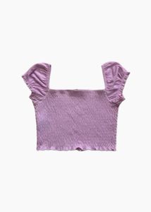 pink smocked square neck top