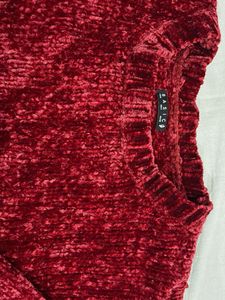 Imported Red Velvet Pullover Sweater
