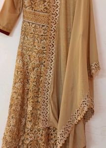 Elegant Gold Embroidered Anarkali