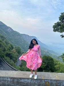 Pink Floral Midi Dress