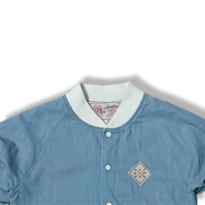 Vintage Sky Blue Varsity Bomber Jacket