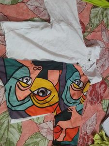 Abstract Graphic Print & White Button-Up Set