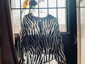 Zebra Print Long Sleeve Top