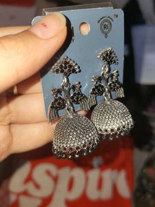 Silver Jhumka Earrings