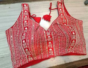 Red &amp; Golden Sequins Blouse