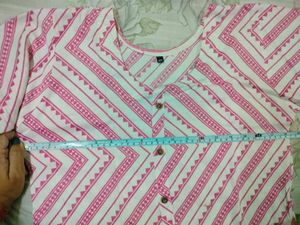 White Pink Cotton Kurti