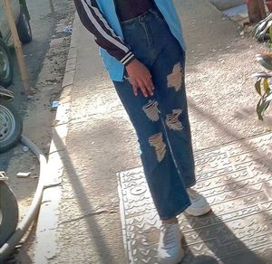 Brown and blue riped Denim Pants Combo