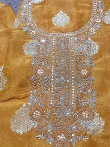 Mustard Pure Zardozi Silk suit