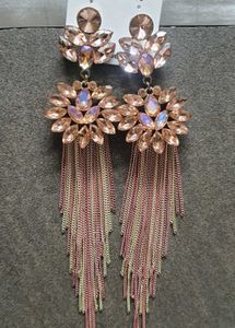 Glamorous Blush Crystal &amp; Chain Earrings