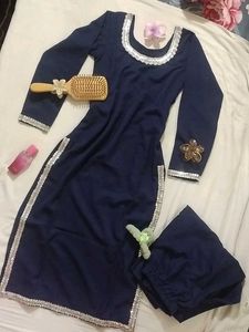 Navy Blue Kurta Set Handmade 💙🌺