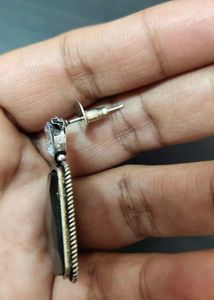 Silver Replica Big Ear Studs (Black)