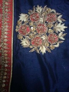 Navy Blue SareeWith Red Blouse