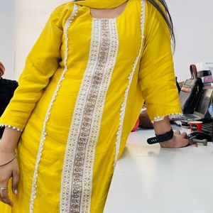 Yellow Embroidered Kurta Set