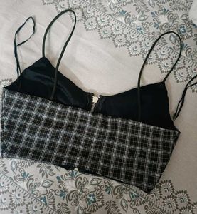 Plaid Zip-Up Crop Top