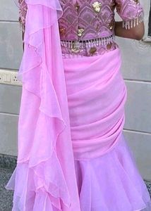 Pink Ruffle Ethnic Gown