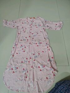 Pink Floral Kurta Office Wear