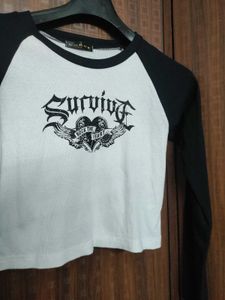 Black &amp; White Long Sleeve Tee