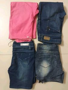 Combo Of Denim Shorts, Pant And Jeans