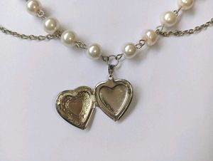 Pinteresty Pearls Heart Locket Necklace 𐙚 ♡