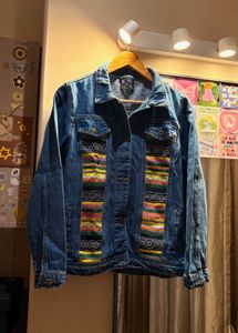 Chemistry Boho Print Painted Denim Jacket