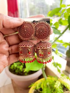 Red N Golden Jhumka