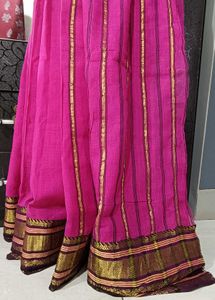 Pure Cotton Rani Pink Colour Saree...