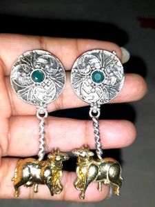 Silver Replica dual tone earrings