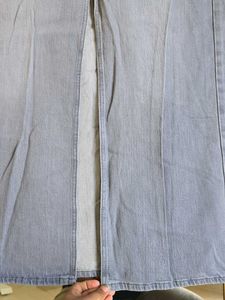 ZARA Denim Midi Skirt with Slit - Grey