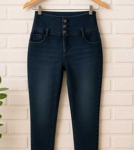 High-Waisted Dark Black Jeans