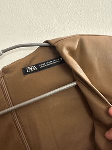 Zara Classy Leather Dress: Brown