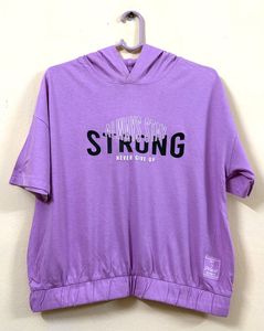 Purple Graphic Print Hoodie