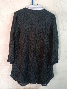 Trendy Ladies Fashion Lace Mini-Dress Black