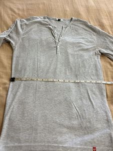 Gray Long Sleeve Henley Shirt