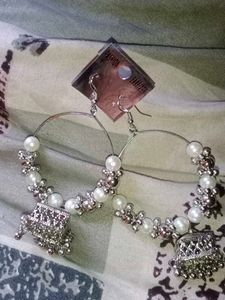 Long Silver Metal Earrings