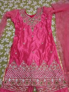 Pink Embroidered Sharara Suit